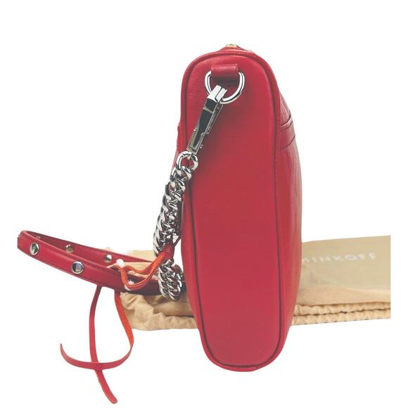 HP: Rebecca Minkoff MAC Large Crossbody Bag Red Silver Tone Studs Chain Dust Bag - Picture 5 of 10